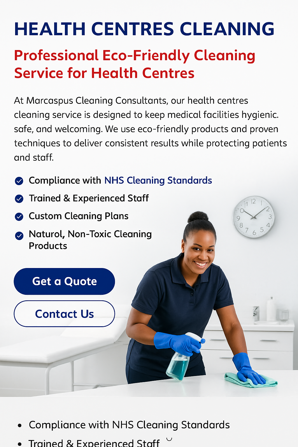 About 2 “Health Centres Cleaning by Marcaspus Cleaning Consultants using eco‑friendly products”