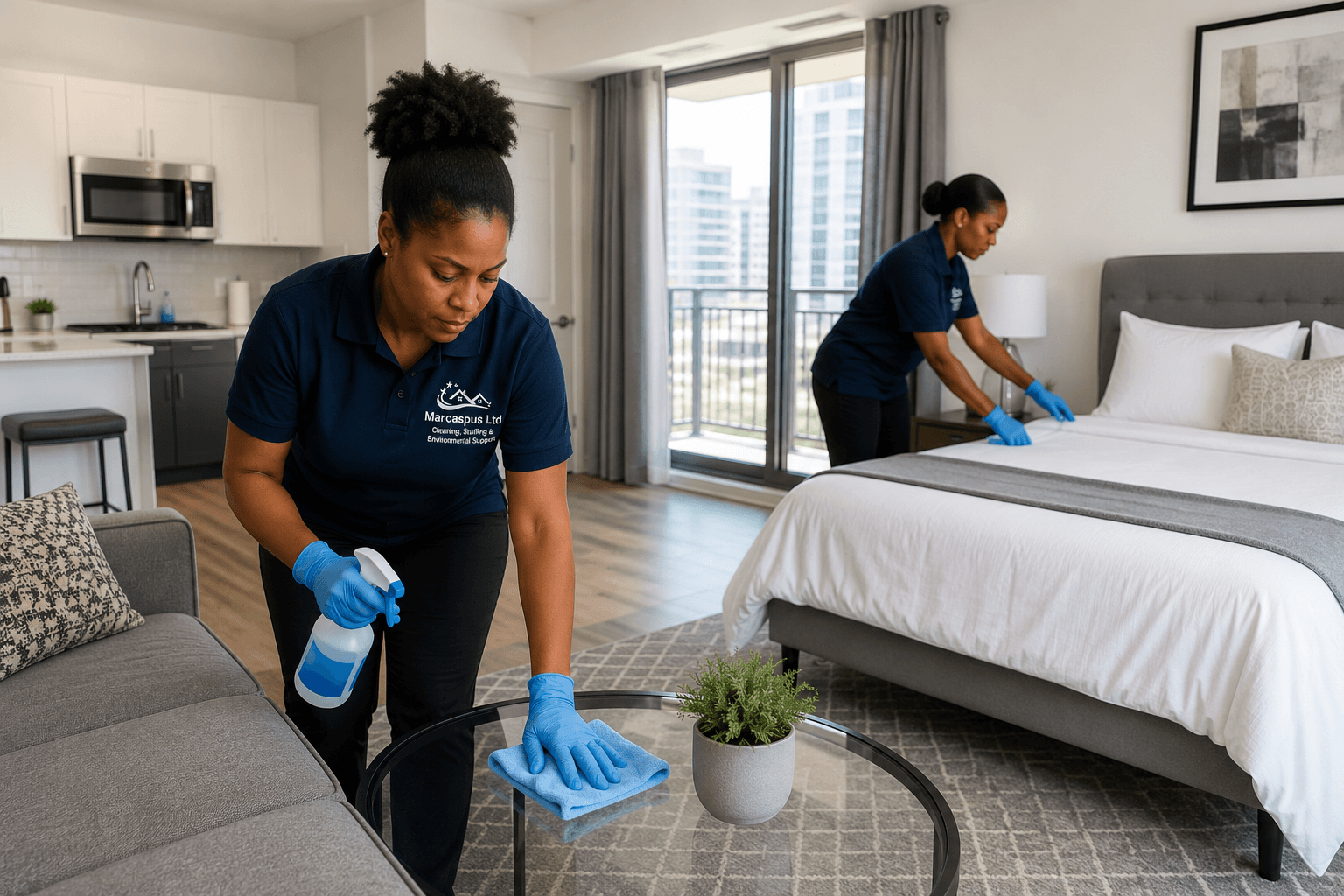 Short-let property cleaning illustration